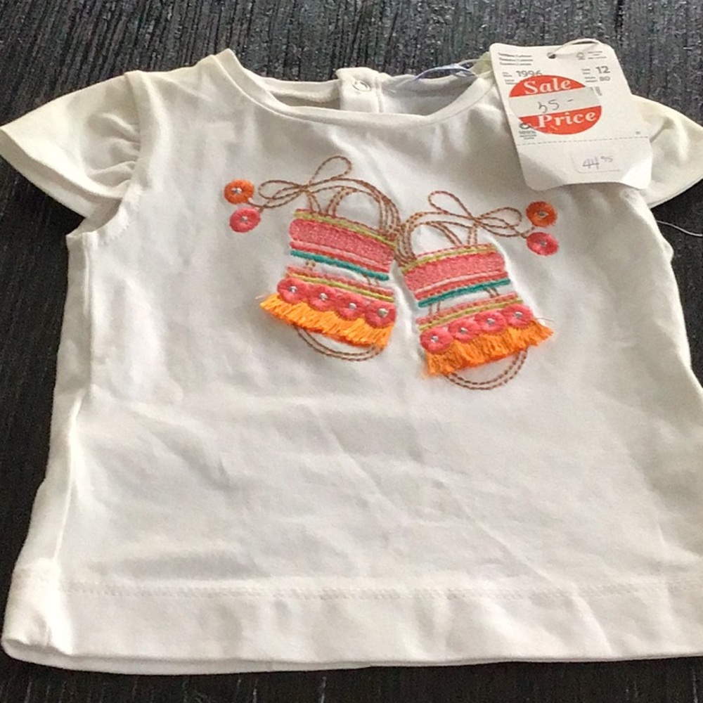 White Girls' Embroidered Sandal Graphic Tee